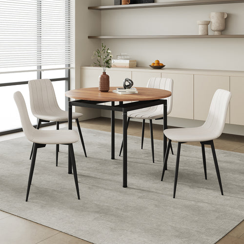 Conjunto de comedor Hemnes 5 piezas aspecto roble/beige [en.casa] - premiumXL