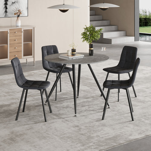 Conjunto de comedor Fitjar 5 piezas aspecto hormigón/gris oscuro [en.casa] - premiumXL