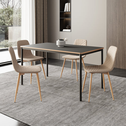 Grupo de comedor Lindesberg de 5 piezas con tablero rectangular Gris/Marrón claro [en.casa]