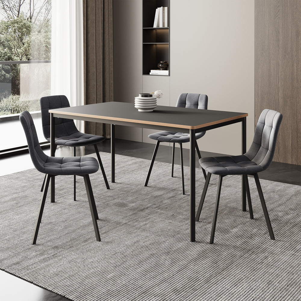 Conjunto de comedor Lindesberg 5 piezas gris oscuro [en.casa] - premiumXL