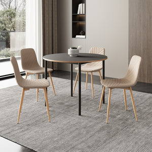 Grupo de comedor Lindesberg de 5 piezas con tablero de mesa redondo Gris/Marrón claro [en.casa]