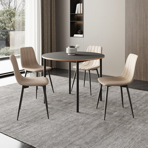 Grupo de comedor Lindesberg 5 piezas redondo Gris/ Marrón claro [en.casa]