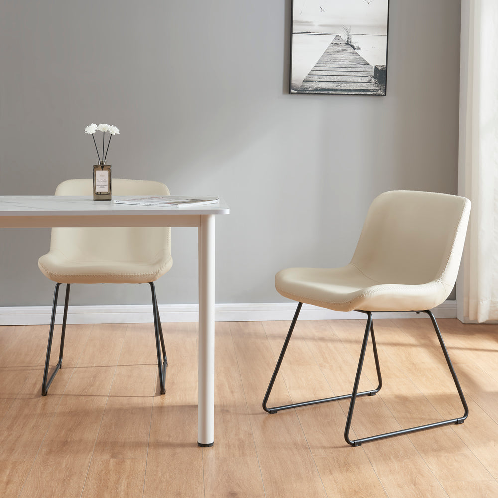 Silla de comedor Kannus juego de 2 beige [en.casa]