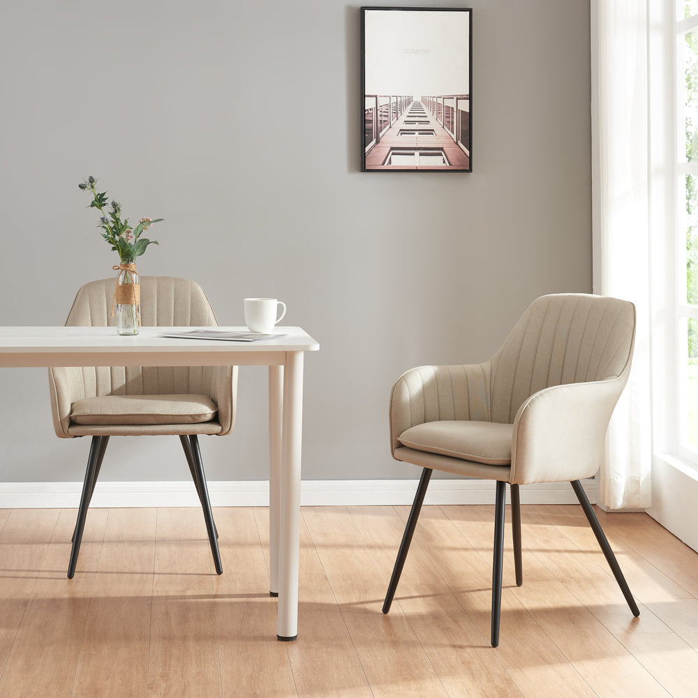 Silla de comedor Kannonkoski en set de 2 Beige [en.casa] - premiumXL