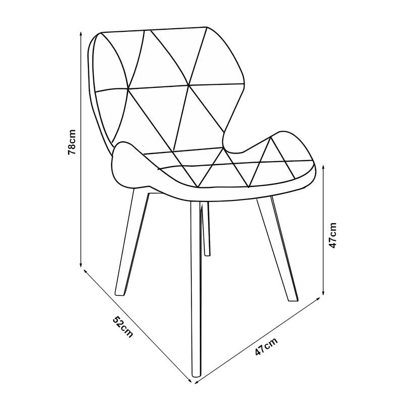 Esquema acotado Silla de comedor Älmhult juego de 2 78x47x52 cm cuero sintético varios colores [en.casa]