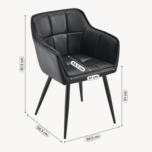 Silla de comedor Birmingham con reposabrazos 81x57x53 cm - [en.casa]