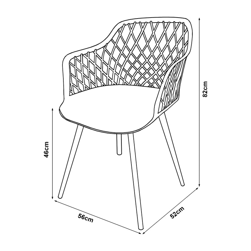 Esquema acotado Silla de comedor Kangasniemi juego de 2 en varios colores [en.casa]