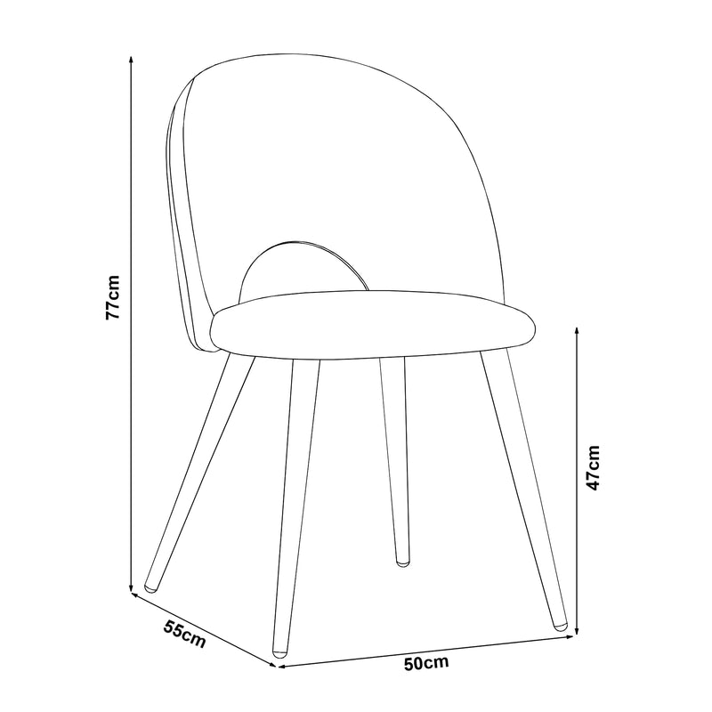 Esquema acotado Juego de sillas de comedor Karijoki 77x50x55 cm [en.casa]