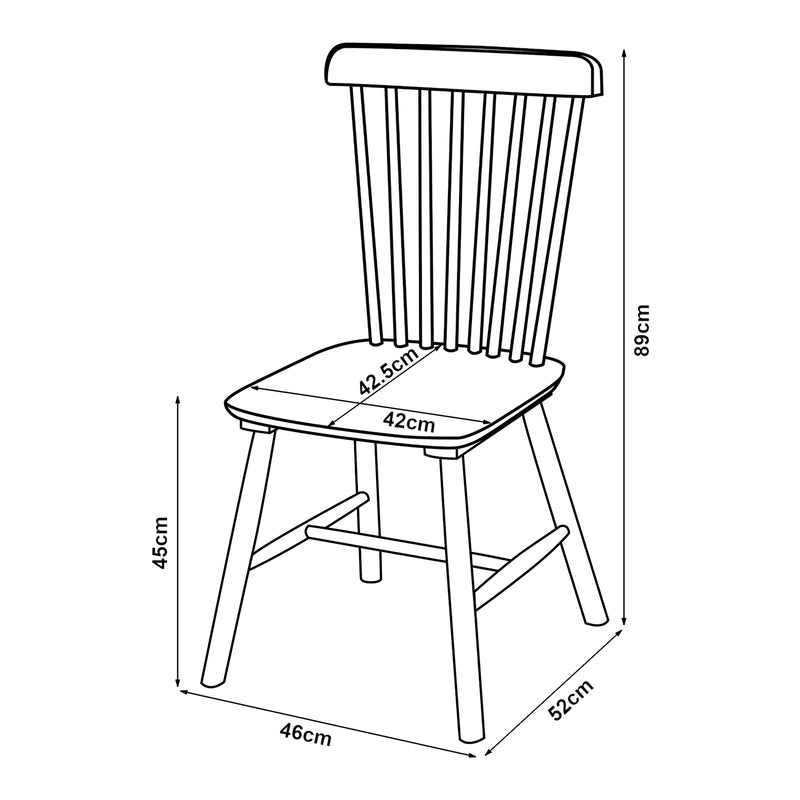 Esquema acotado Silla de comedor Karmoy juego de 2 madera [en.casa]
