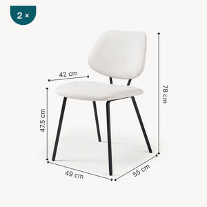 Juego de 2/4/6 sillas de comedor Köma tela acero 78x49x55cm [en.casa]