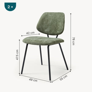 Juego de 2/4/6 sillas de comedor Köma tela acero 78x49x55cm [en.casa]