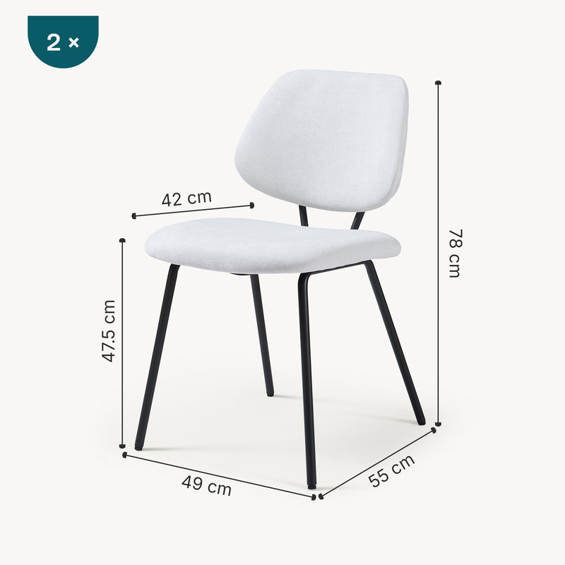 Esquema acotado Juego de 2/4/6 sillas de comedor Köma tela acero 78x49x55cm [en.casa]