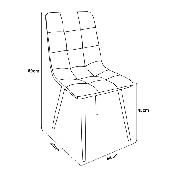 Juego de 2 sillas de comedor Lexnitz terciopelo y metal 89x44x45cm - En diferentes colores [en.casa]