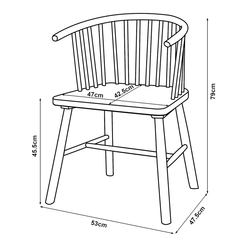 Esquema acotado Silla de comedor Stami juego de 2 madera [en.casa]