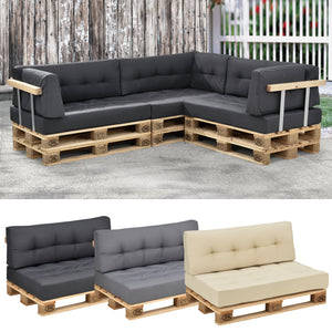 Cojín para respaldo Cojín de esquina Cojín para asiento para sofá de palets euro Cojines para palets Almohadilla para interior/exterior Almohadón Muebles + palet [en.casa]