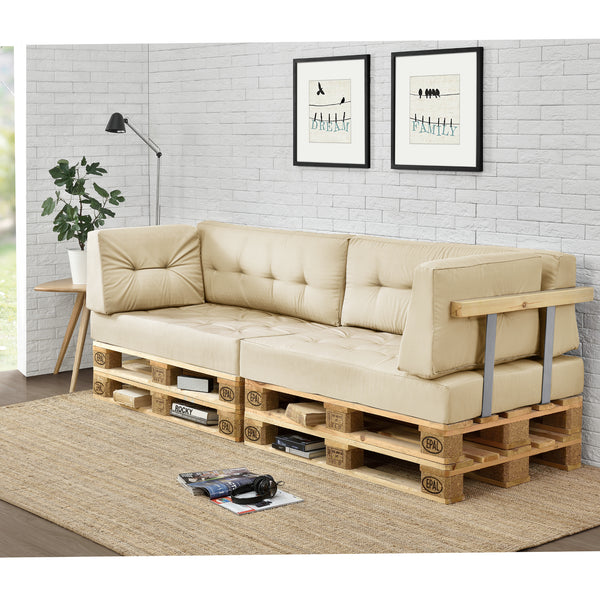 Cojín para respaldo Cojín de esquina Cojín para asiento para sofá de palets euro Cojines para palets Almohadilla para interior/exterior Almohadón Muebles + palet [en.casa]