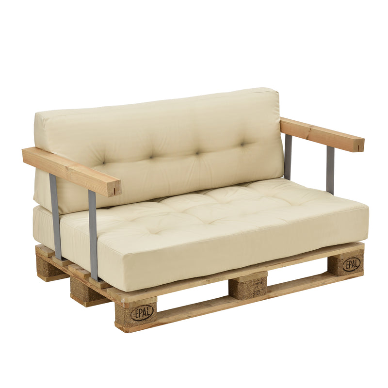 Esquema acotado Cojín para respaldo Cojín de esquina Cojín para asiento para sofá de palets euro Cojines para palets Almohadilla para interior/exterior Almohadón Muebles + palet [en.casa]