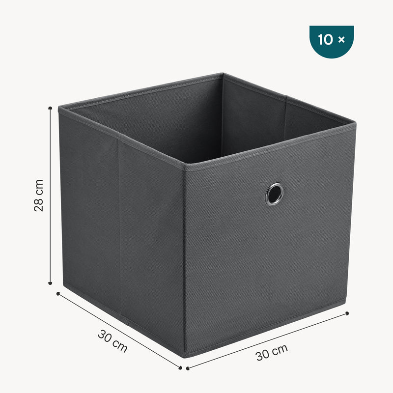 Esquema acotado Set de 10 x Caja de almacenamiento plegable para ropa juguetes 28x30x30cm [en.casa]