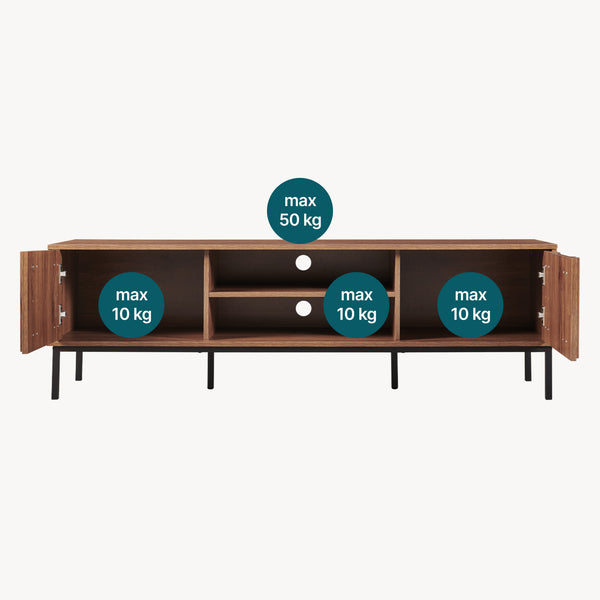 Mueble de televisión Kilmandar 160x40x49 cm aspecto nogal [en.casa]