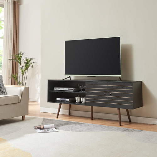 Mueble para TV Vare 160x40x66 cm negro [en.casa] - premiumXL