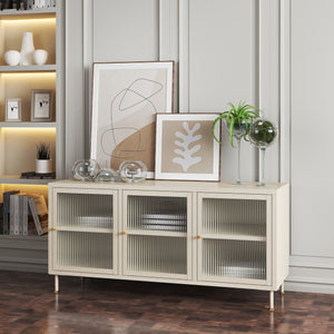 Mueble de TV Lindau acero 120x40x59 cm crema [en.casa] - premiumXL