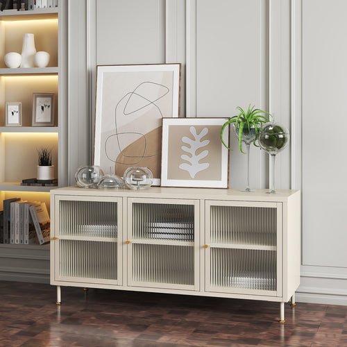 Mueble de TV Lindau acero 120x40x59 cm crema [en.casa] - premiumXL