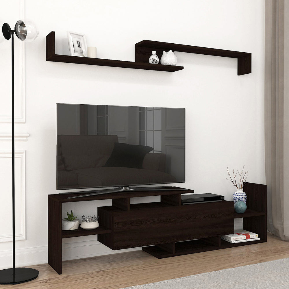 Mueble de televisión Liksefte con estantería de pared 154x28x42 cm [en.casa]
