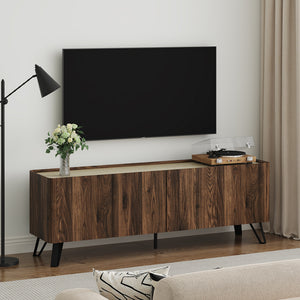 Mueble de televisión Trorlon 160x40x55 cm aspecto nogal/travertino [en.casa]