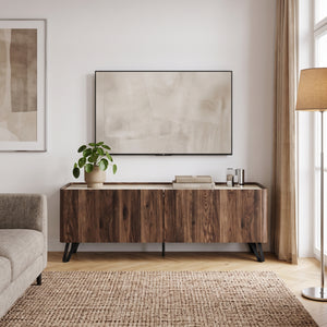 Mueble para TV Trorlon 4 puertas 160x40x55 cm Nogal/Travertino [en.casa]