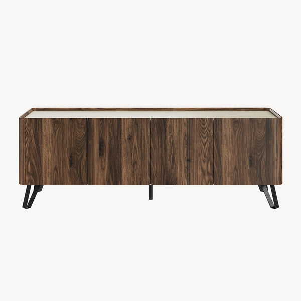 Mueble para TV Trorlon 4 puertas 160x40x55 cm Nogal/Travertino [en.casa]