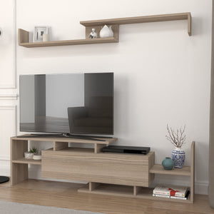 Mueble de televisión Liksefte con estantería de pared 154x28x42 cm [en.casa]