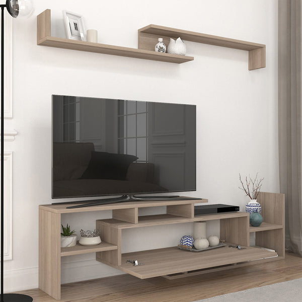 Mueble de televisión Liksefte con estantería de pared 154x28x42 cm [en.casa]