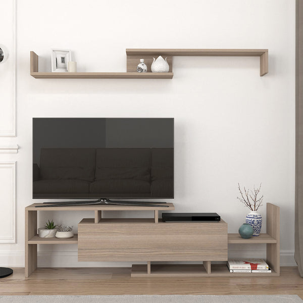 Mueble de televisión Liksefte con estantería de pared 154x28x42 cm [en.casa]