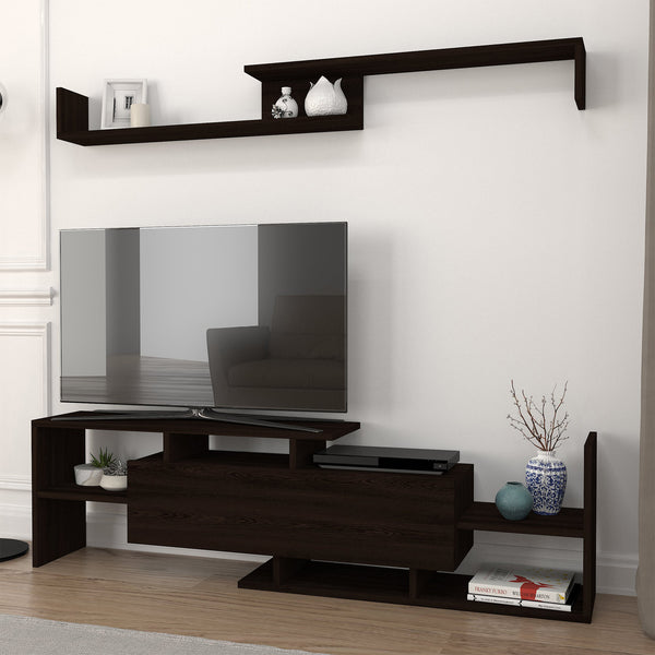 Mueble de televisión Liksefte con estantería de pared 154x28x42 cm [en.casa]