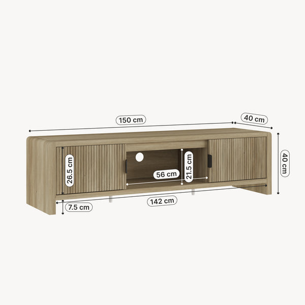 Mueble de televisión Lukkodso 150x40x40 cm [en.casa]