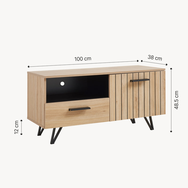 Esquema acotado Mueble de televisión con tacos [en.casa]