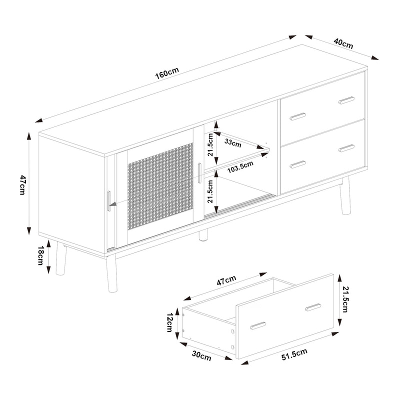 Esquema acotado Mueble de televisión Susa [en.casa]