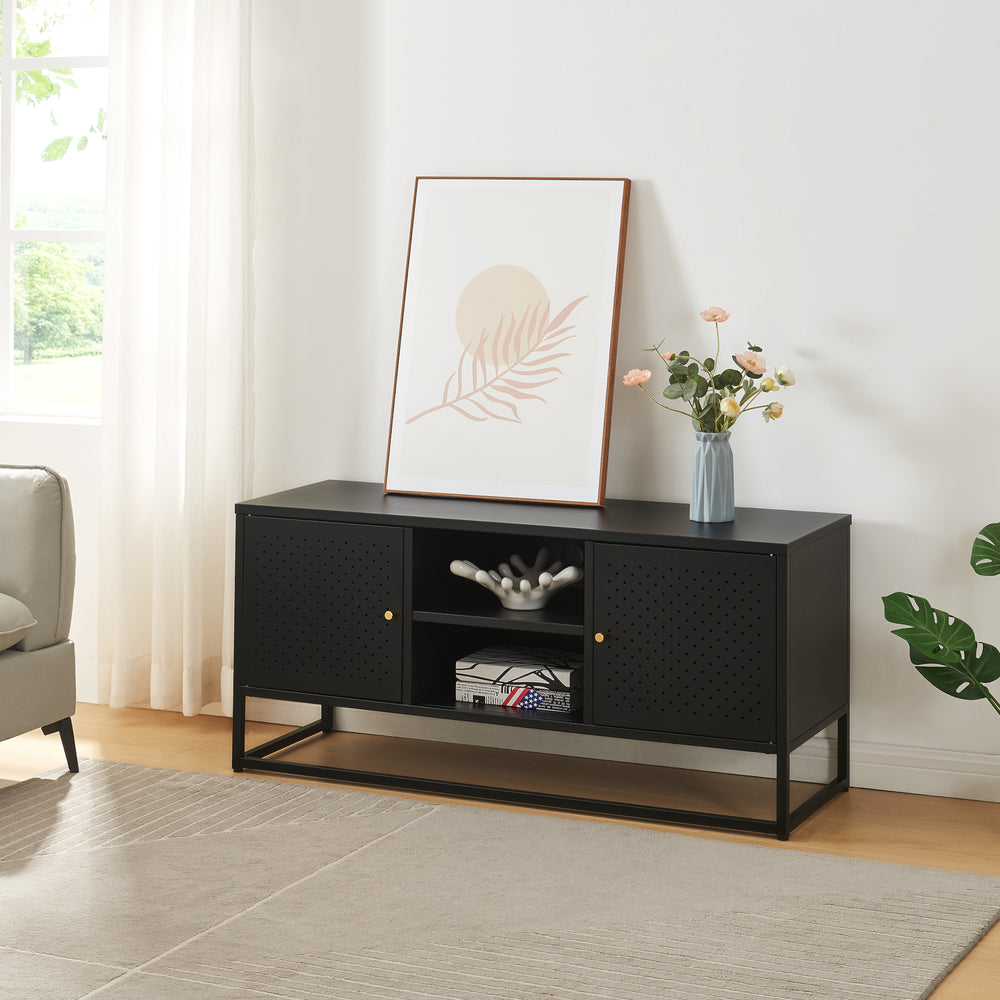 Mueble de TV Janakkala Acero Negro [en.casa]