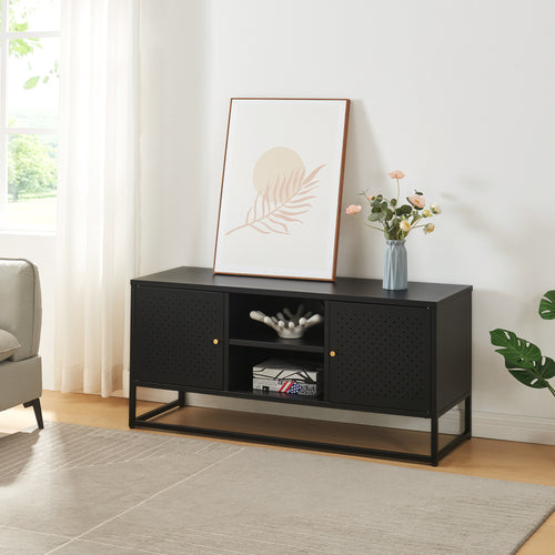 Mueble de TV Janakkala Acero Negro [en.casa]