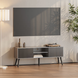 Mesa de televisión Eskilstuna con 2 puertas de armario y 2 estantes [en.casa] - premiumXL