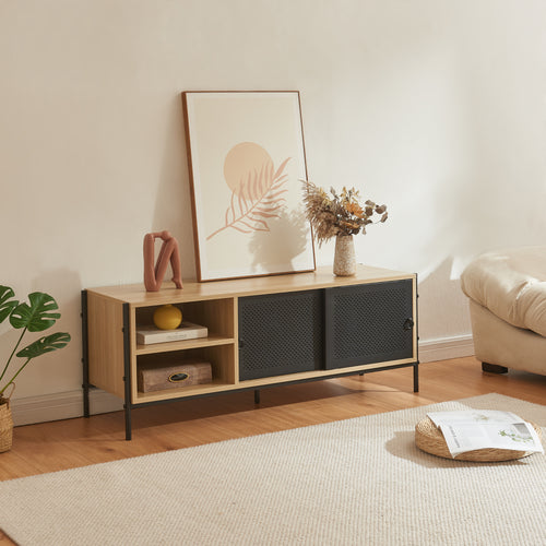 Mueble de TV Tysnes 120x40x45 cm aspecto roble/negro [en.casa] - premiumXL