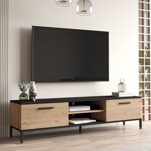 Mesa de televisión Lempäälä con 2 compartimentos 160 x 35 x 39 cm en varios colores [en.casa] - premiumXL