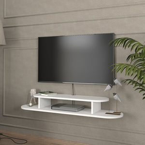 Mueble bajo de TV colgante Targema 120x30x16 cm blanco [en.casa] - premiumXL