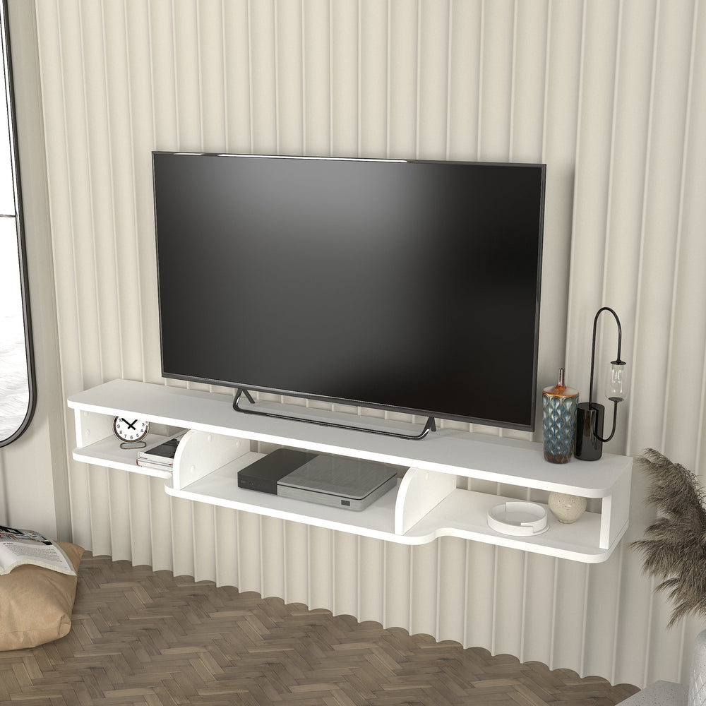 Mueble bajo de TV colgante Aar 135x30x16 cm blanco [en.casa] - premiumXL