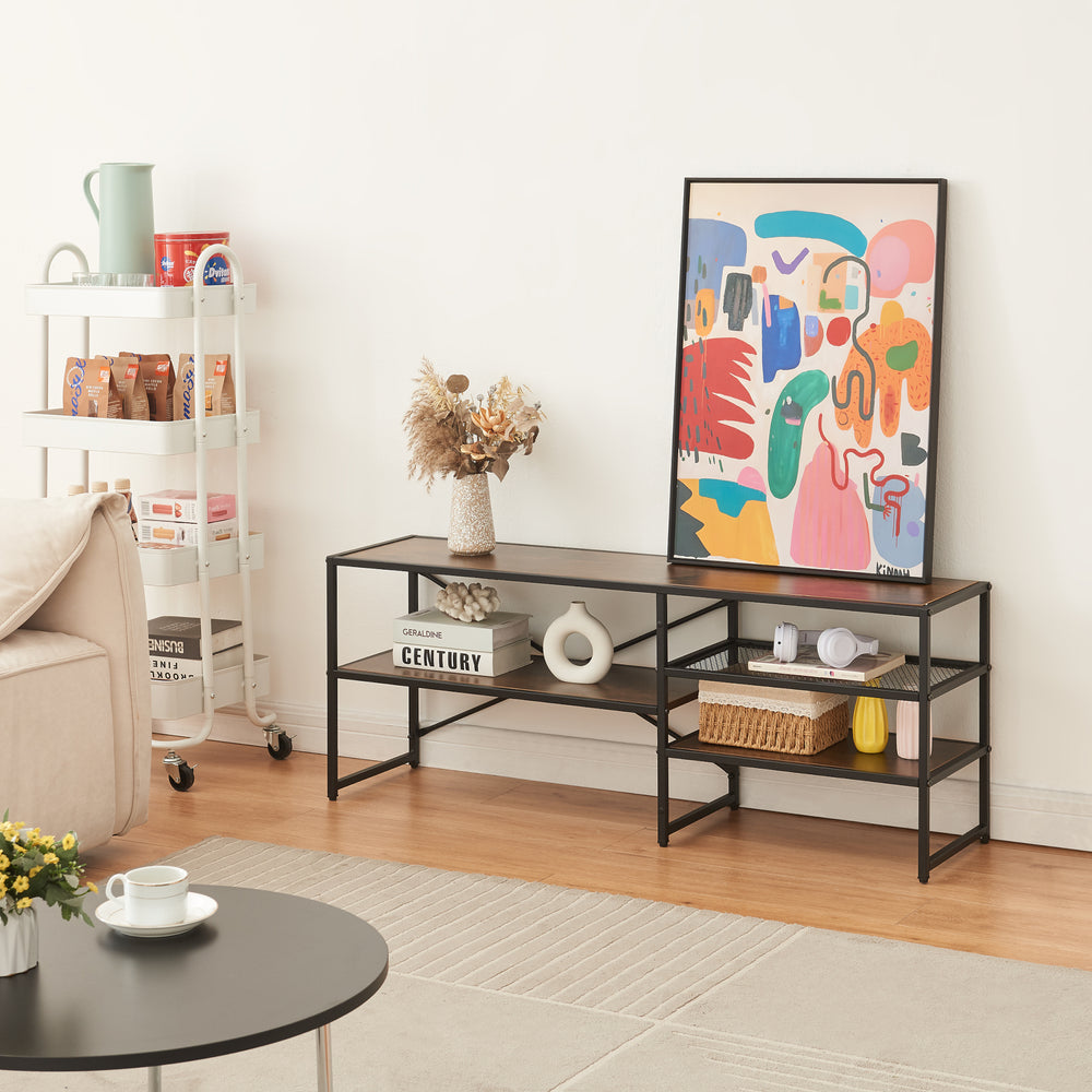 Mesa de televisión Västiarharg 120x30x46 cm negro/efecto nogal [en.casa] - premiumXL