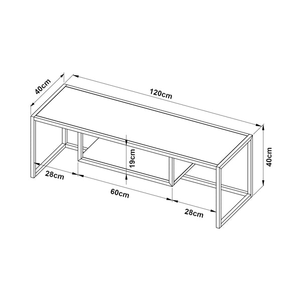 Mesa de televisión Isokyrö metal 120x40x40 cm [en.casa]