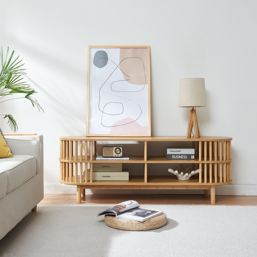 Mesa de televisión Jarvenpaa Bambú [en.casa]