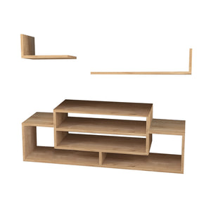 Conjunto de mesa de televisión Kinn de 3 piezas con 2 estantes [en.casa]
