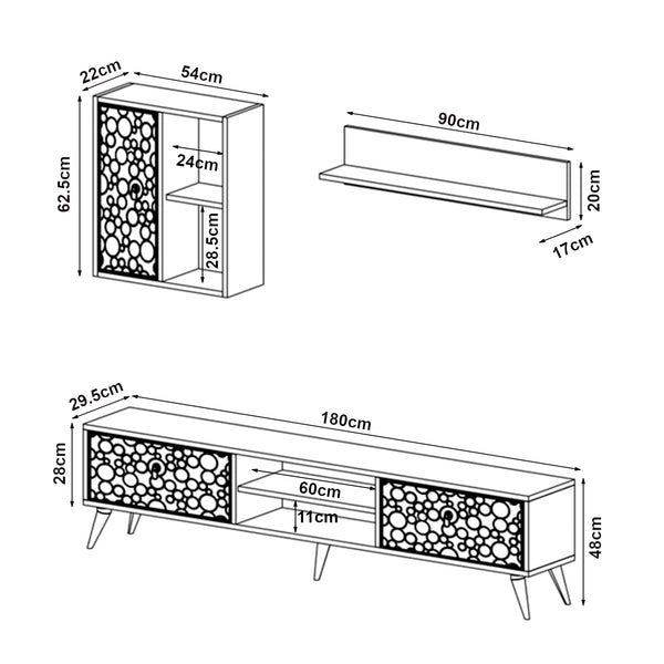 Set de mesa para televisión Leka de 3 piezas en varios colores [en.casa]