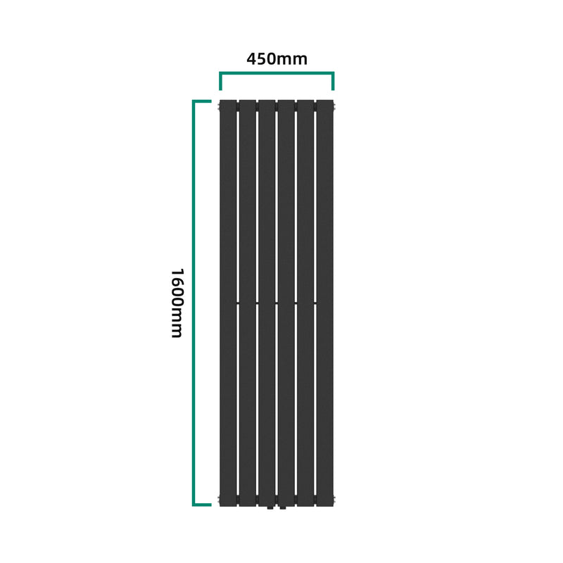 Esquema acotado Radiador de diseño Nore Negro 160x45cm Monocapa 790W [neu.haus]